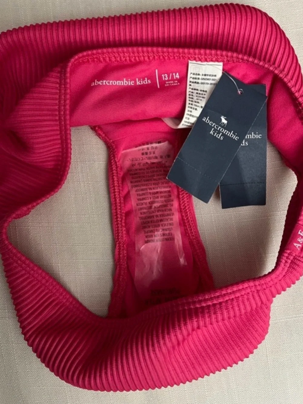 BNWT Abercrombie & Fitch Fuchsia Ribbed Bikini Bathing Suit, Size 13/14